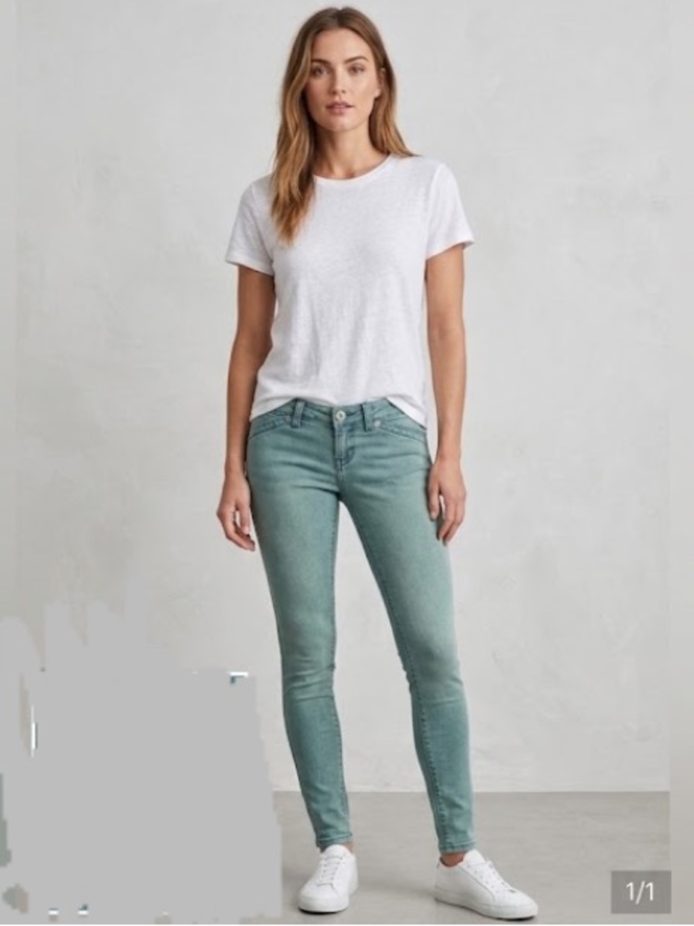 Vintage Royal Blue RB Teal Green Low Rise Skinny Jeans